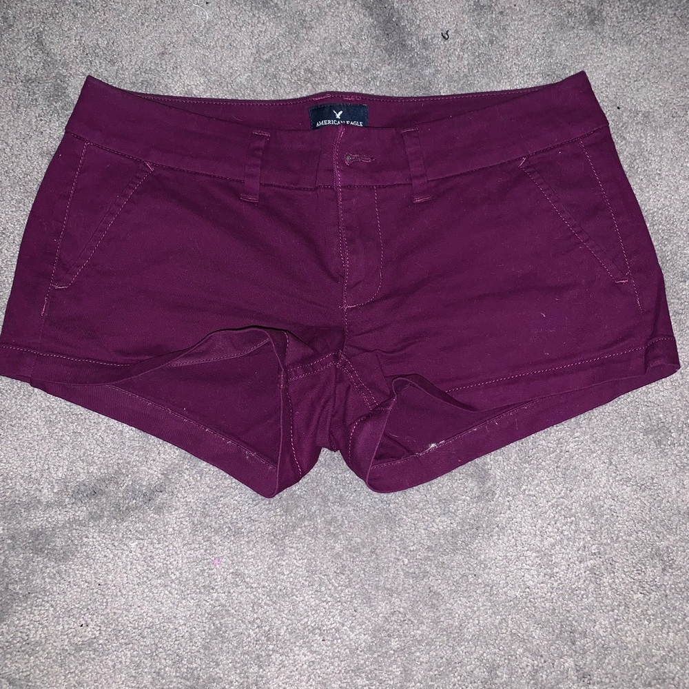 Maroon jean shorts
